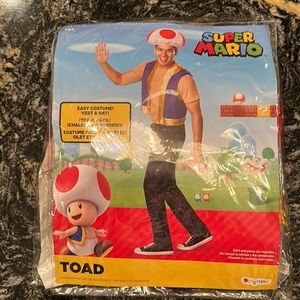Super Mario Brothers Toad Costume- EUC Adult- One Size Fits Most